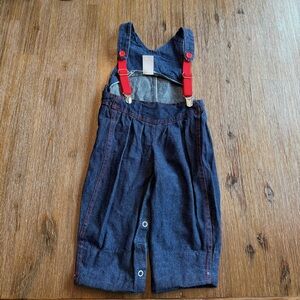 Baby denim overalls with red straps size 12 months